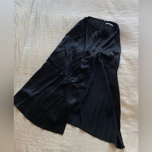 Black silk slit skirt- 4
